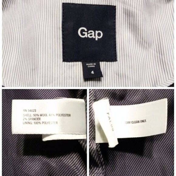 Gap Wool Blend Double Breasted Blazer Jacket Grey Size 4 - Picture 11 of 12